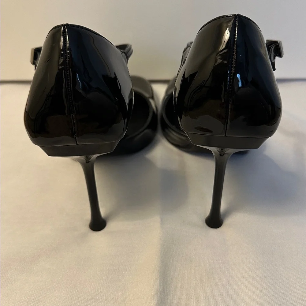 Zara Patent Black Ankle Strap Heels